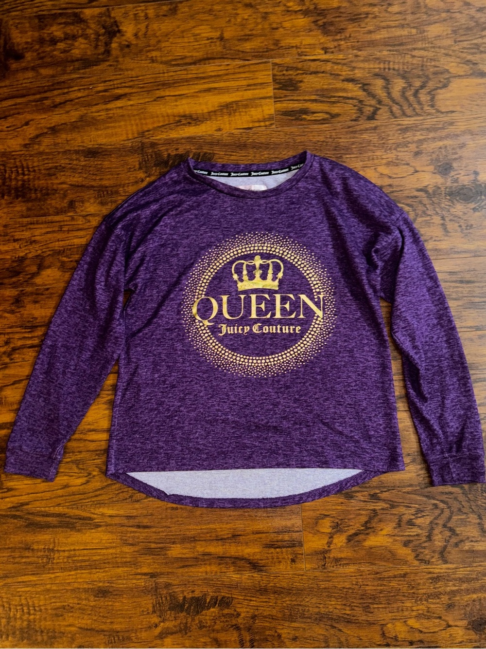 Juicy Couture QUEEN Top Y2K Crown Graphic Long Sleeve Sleep Shirt Royal Purple